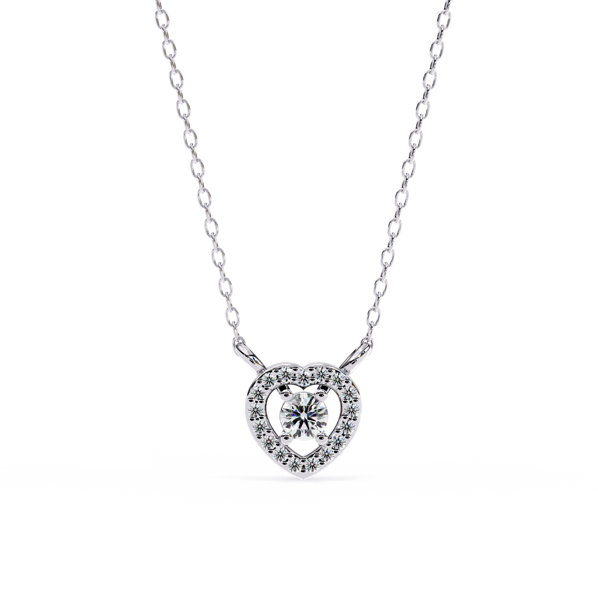 Solitairekart 0.17ct Natural Diamond Eternal Heart Halo Pendant-HI Color, VS-SI Clarity